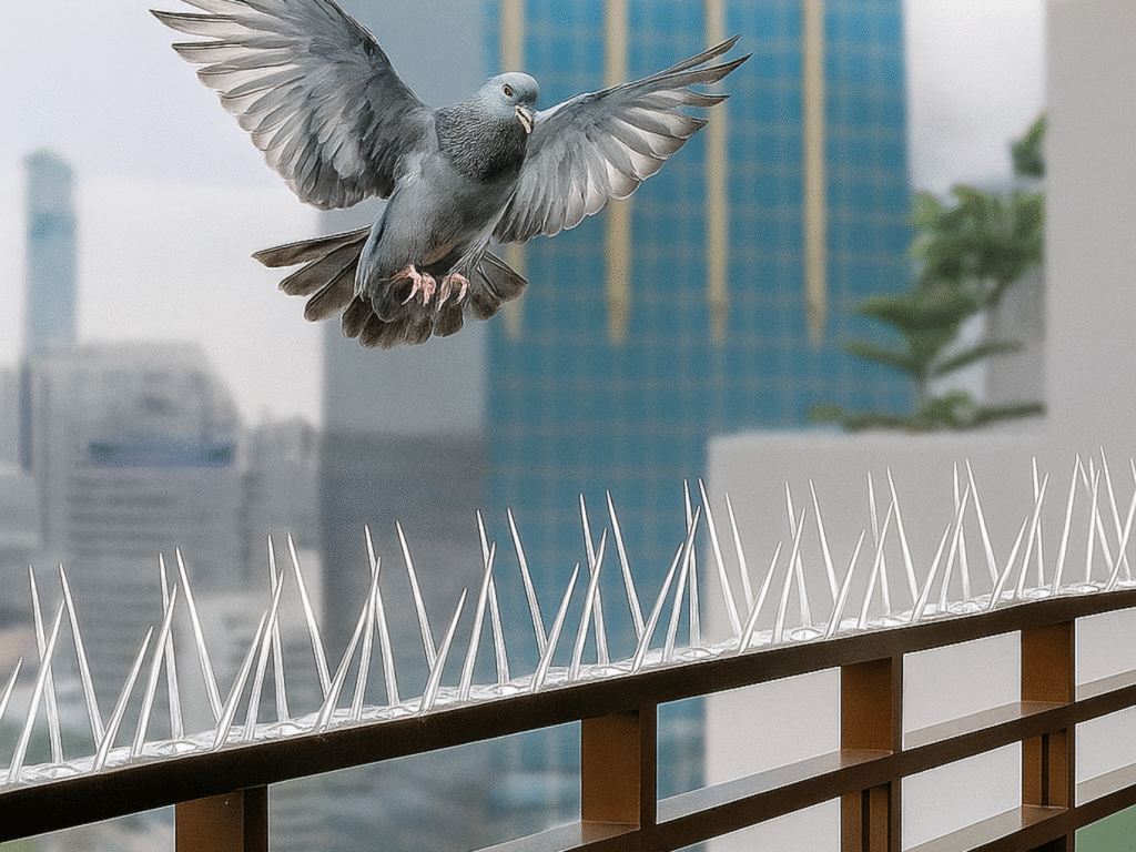 Bird spikes for ledges and ac